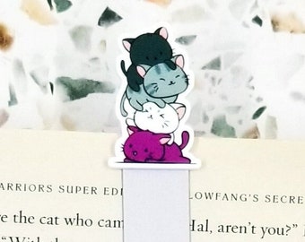 cute cat stack ace Pride bookmark for women, asexual flag Pride cat bookmark for adults, queer owned shops, LGBTQ cat gifts for cat lovers