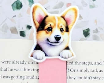 tricolor corgi bookmark for dog lovers, pembroke welsh corgi gifts for corgi lovers, bookish merch, best gifts for veterinarian, dog mom
