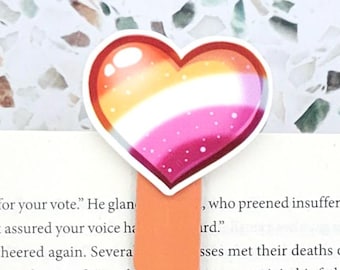 lesbian bookmark for women popular now, handmade book accessories for girlfriend, bookish lesbian gifts for wife, wlw gifts for her, heart