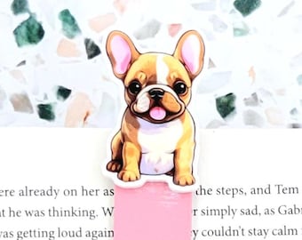 fawn French bulldog puppy magnetic bookmark best sellers, dog lover stocking stuffers for bookworm, French bulldog Christmas gifts for women