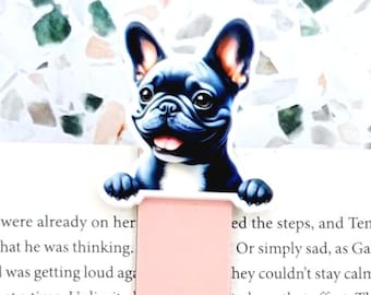 black Frenchie dog bookmark for dog lovers popular now, French bulldog stocking stuffers for readers, Frenchie mama Christmas gifts for her
