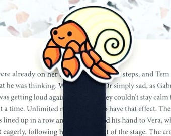 hermit crab bookmark gifts for kids, fun book accessories for children cool stuff, foldover magnetic bookmark for boys, hermit crab gifts