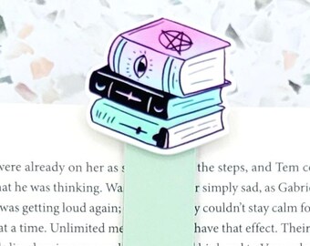 magic book stack witch bookmark gifts for readers best sellers, witchy basket stuffers for women, book of shadows journal bookmark for teens