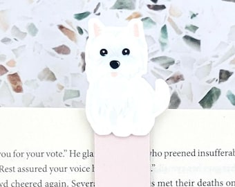 white west highland terrier dog bookmark, westie Christmas gifts for dog mom stocking stuffers under 10, secret Santa gifts for vet nurse
