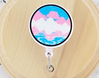 trans pride badge holder retractable, safe person badge reel for teachers, transgender badge clip for medical office, LGBT nurse gifts for