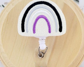 ace pride rainbow badge holder retractable, safe person badge reel for teachers, asexual flag badge topper interchangeable, LGBT nurse gifts