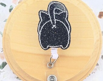 black cat badge reel for women, cat butt gifts, funny badge holder veterinary nurse gifts for best friend, vet tech badge clip healthcare