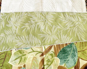 Large Upholstery Fabric Swatches Lot of 7 with Tropical Leaves and Fronds / 2 Pounds of 26" Square Swatches