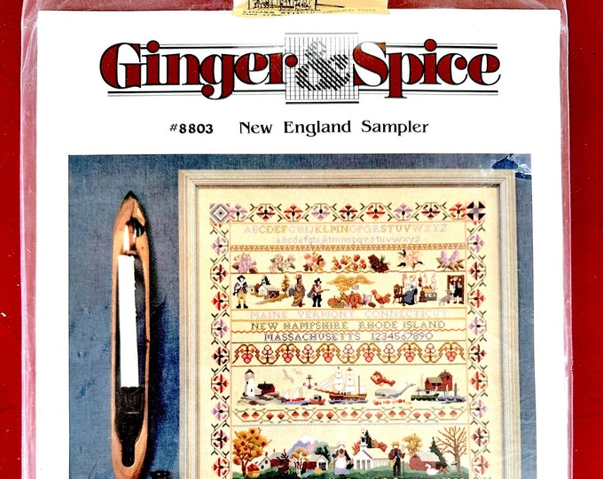 1988 Ginger & Spice New England Sampler NIP / Vintage Counted Cross ...