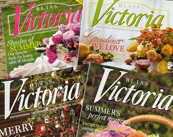 Vintage Victoria Bliss Magazine Lote de 4 / Vintage Rose Decor, Rose Lover Gift / Victorian Dreaming for Romantics