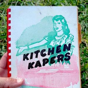 Obscure Vintage Cookbook from Vallejo, CA / 1950s &quot;Kitchen Kapers&quot; Cookbook with Ads, Awesome