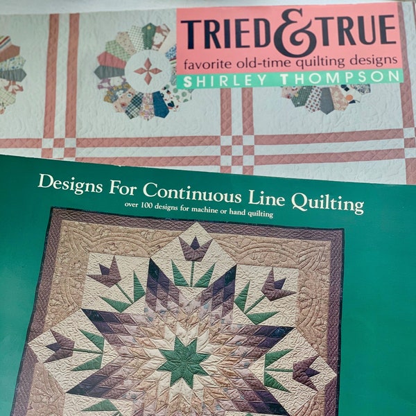 Quilting Patterns Books Pair / Shirley Thompson Tried & True Favorite Old-Time Quilting Designs / 200 Quilt Templates Large Format!