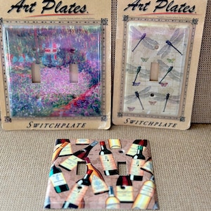 Vintage Metal Light Switch Plates, Lot of 3 / Art Plates Switch Plates