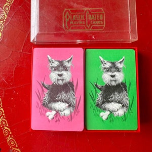 Cartas de jogar de cachorro fofo vintage/baralho de cartas duplo Schnauzer em caixa