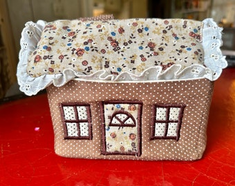 Vintage Handmade Fabric Recipe Box / House Recipe Box