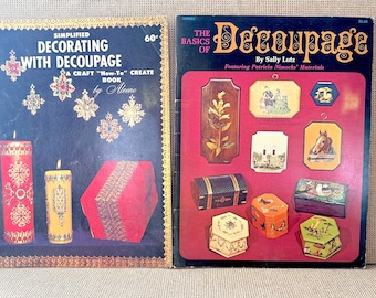 Two Vintage Decoupage Pattern and Instruction Booklets / 1960s Decoupage Books