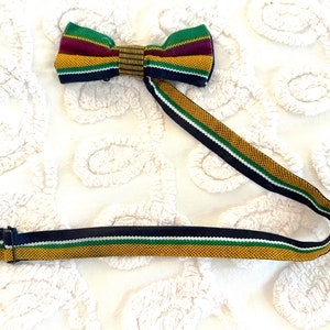 Vintage Woven Striped Bowtie / 1980s Bowtie