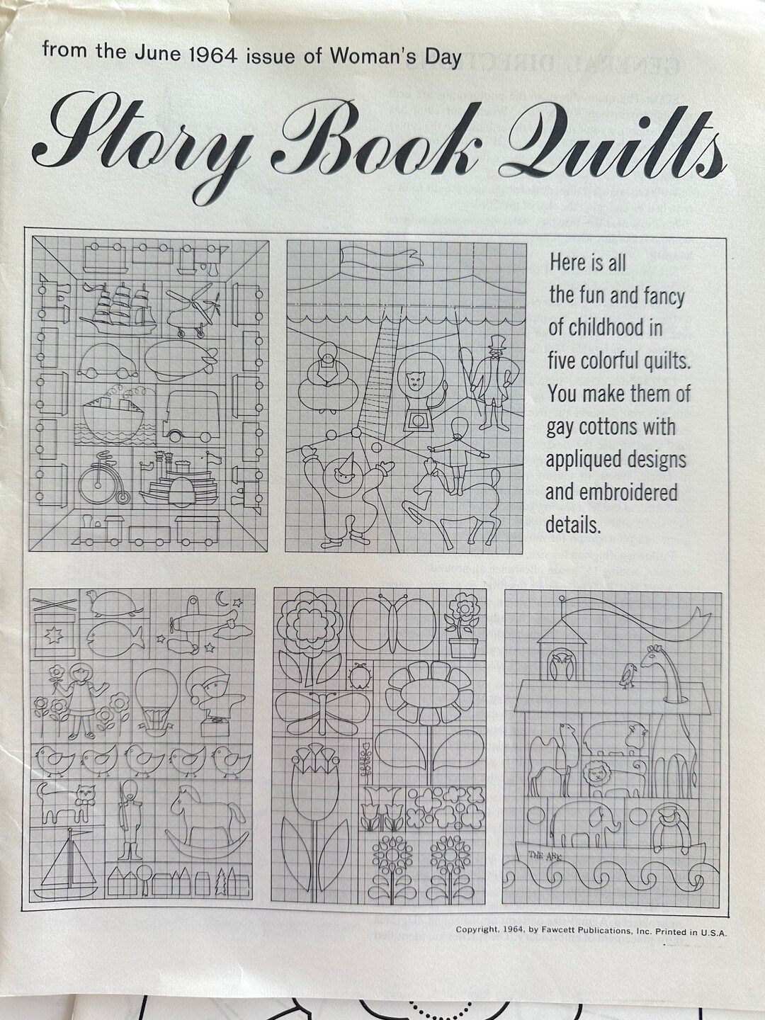 1964 Quilt Patterns From Woman's Day Magazine: Five Story Book Quilt ...