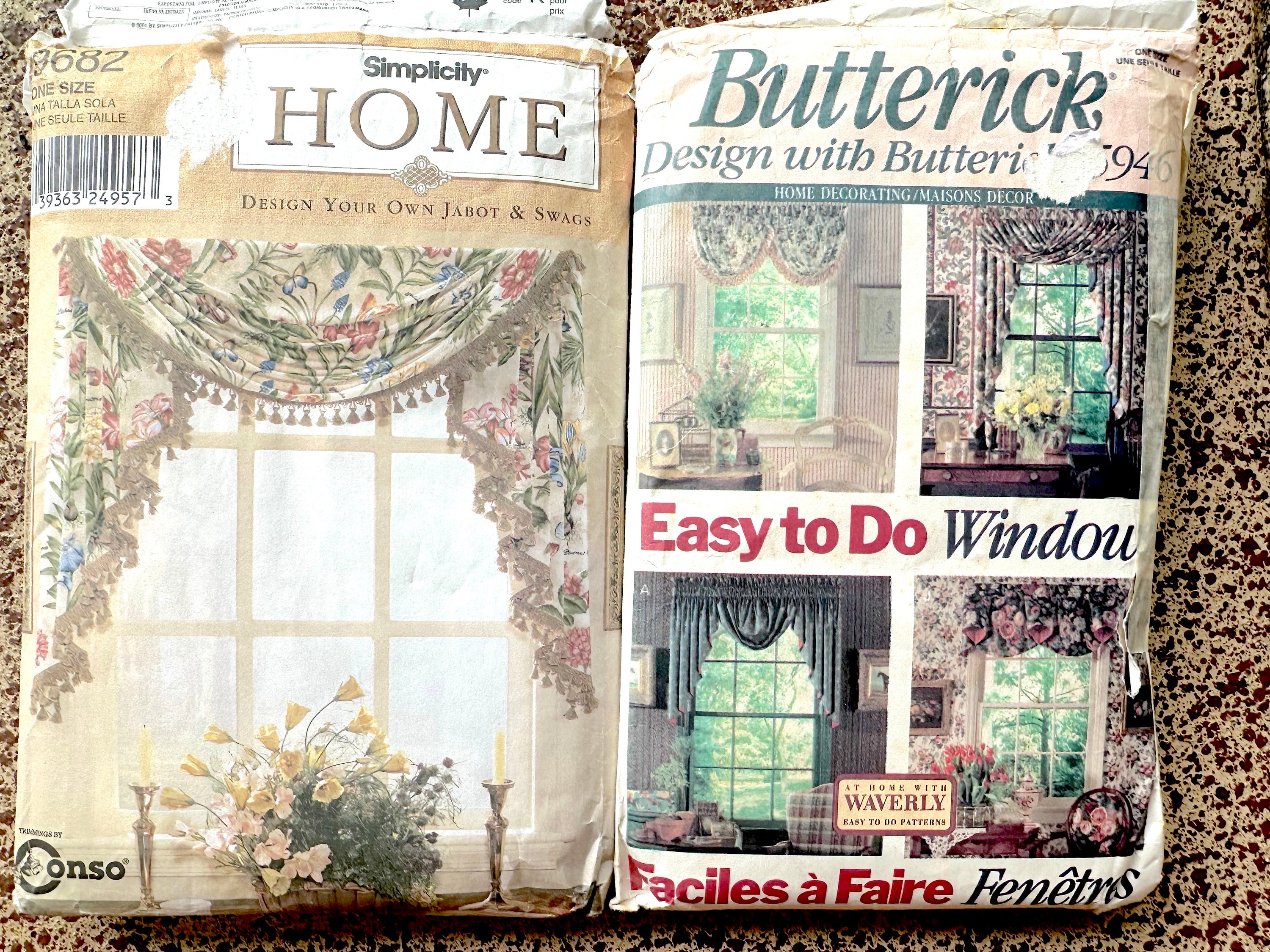 Vintage Curtain Valence Patterns, Pair: Butterick Easy to Do