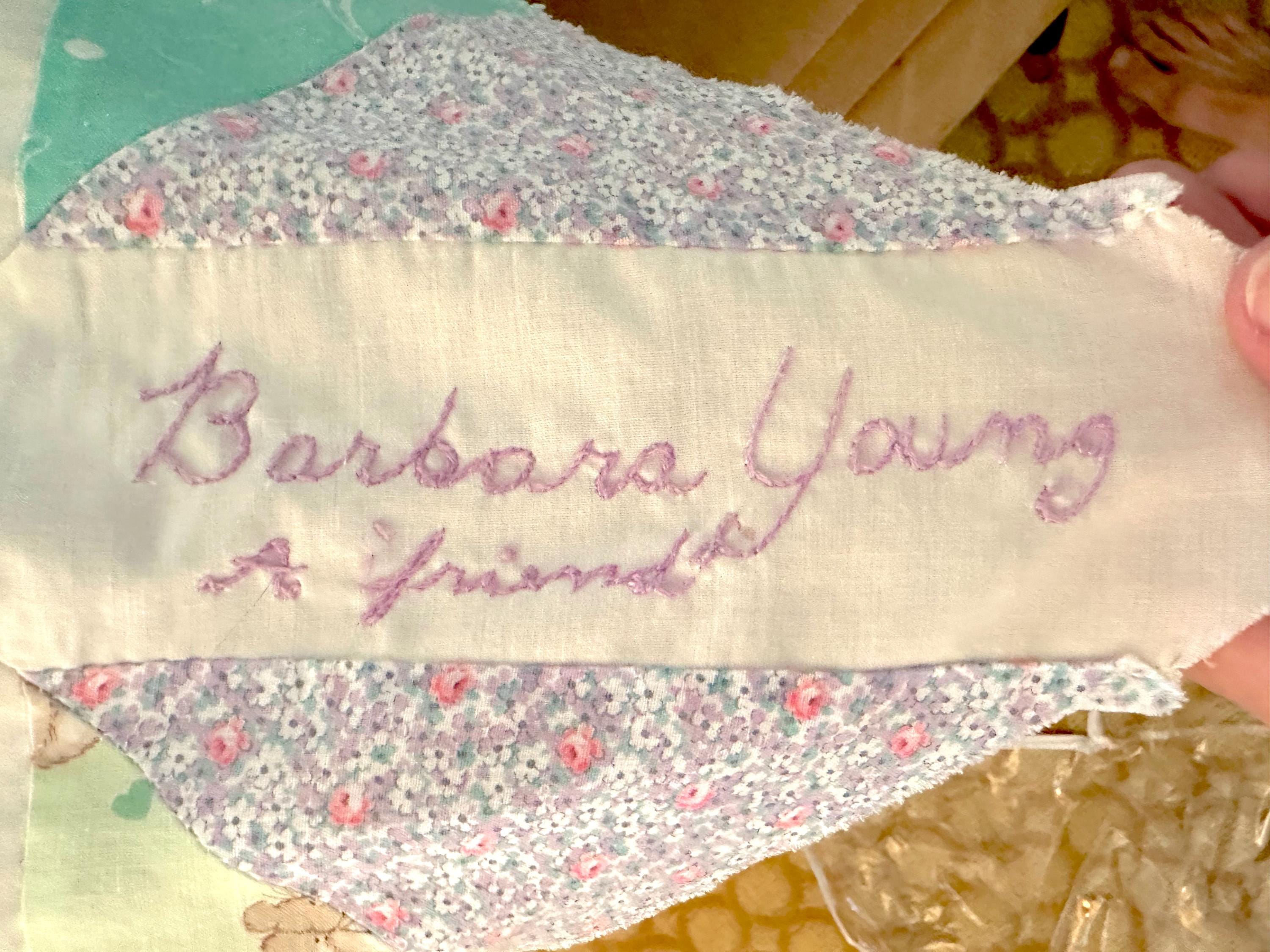 Vintage Hand-stitched Patchwork Quilt Top, Embroidered Names