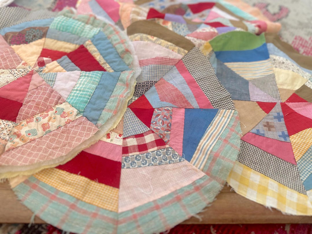 Vintage Patchwork Quilt Circles, Lot of 6, Bright and Beautiful / 15 ...