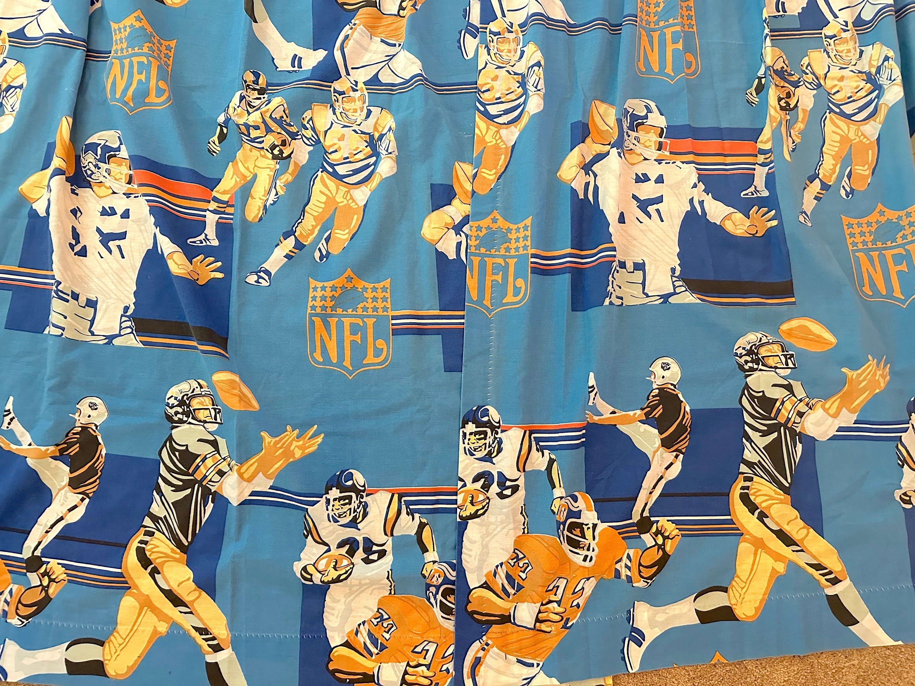 Vintage NFL Curtain Panels, Sears Perma Prest, Pleated Pair - Etsy