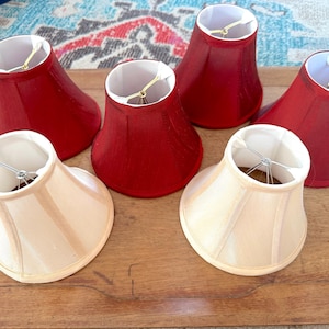 Small Burgundy or Cream Mini Fabric Shades with Clip Hardware for Night Light Bulb