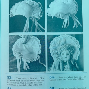 Mini Doll Bonnet Pattern Two Miniature Doll Making Pattern Books / Antique Doll Shoes and Doll ...