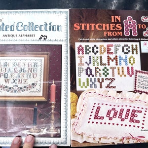 Two Vintage Cross Stitch Booklets, All Letters and Numbers in Different Styles