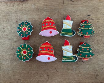 Adorable Vintage Christmas Fabric Napkin Rings Set of 8