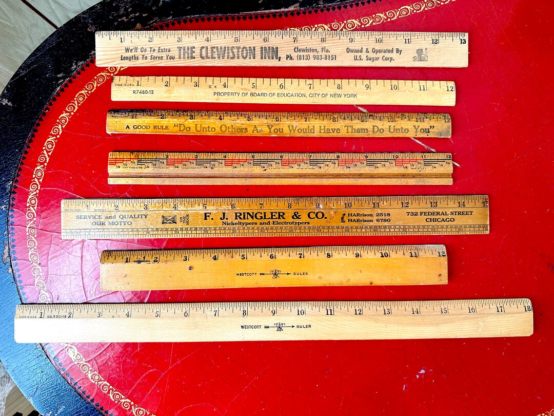 Amazing Lot of 7 Vintage Wooden Rulers: 18