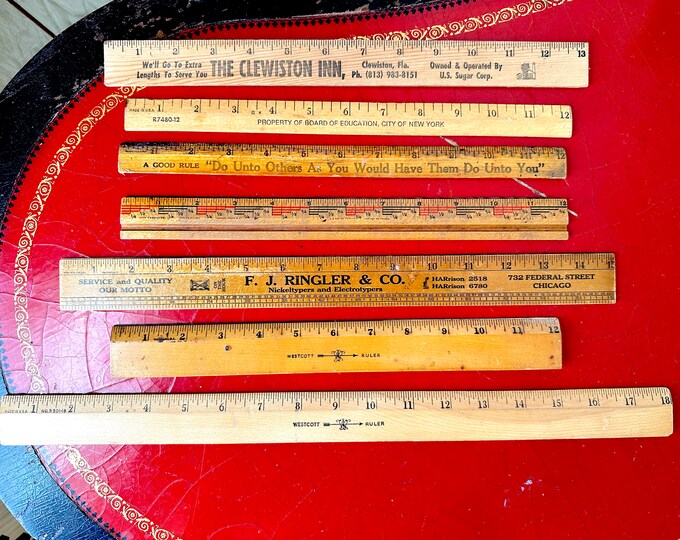 Amazing Lot of 7 Vintage Wooden Rulers: 18