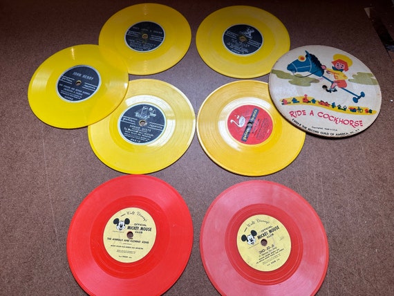 Super Cool Vintage Lot of Orange and Yellow Vinyl 33s for Art / Vintage Kids Records