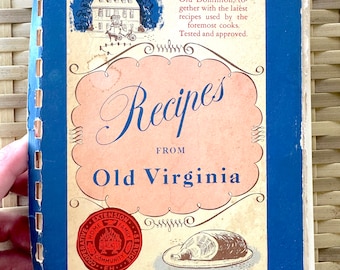 Extremely Well Loved Copy of "Recipes from Old Virginia" 1974 Paperback Printing with Bread Ties for Binding