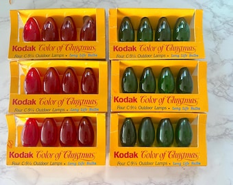Vintage Kodak Colors of Christmas Large Lightbulb Refill Packs of 4, Unused Red or Green