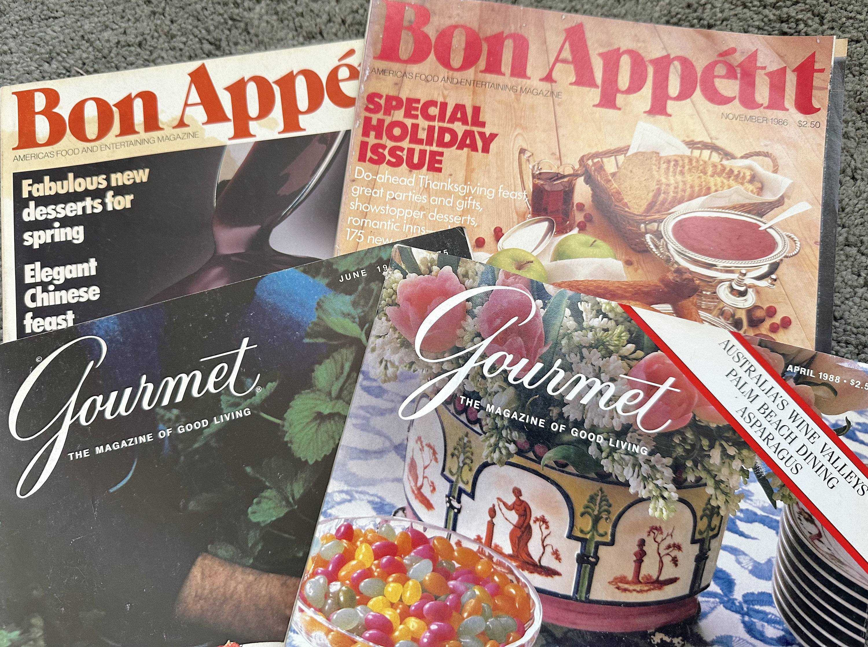 Cuatro revistas de cocina gourmet de los años 80: dos números de Bon  Appetit y Gourmet - Etsy México, image size:3000x2236