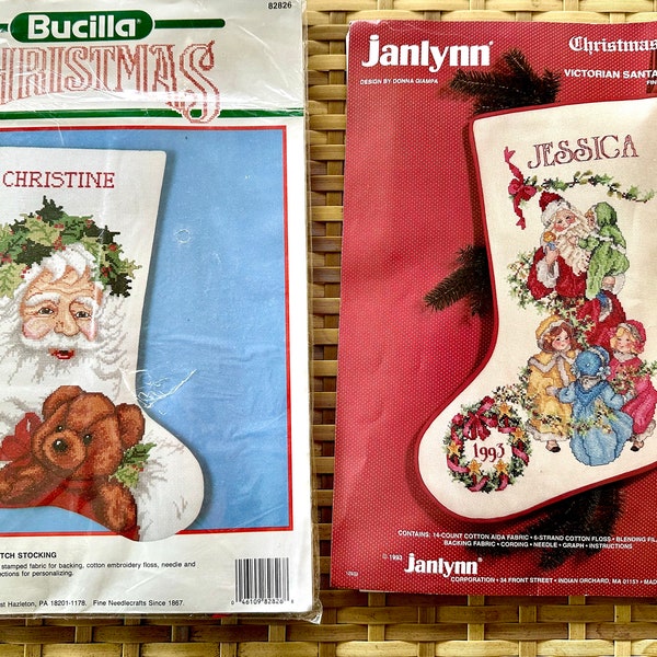 Counted Cross Stitch Stocking Kit, Vintage / Christmas Stocking Kit in Original Package Your Choice