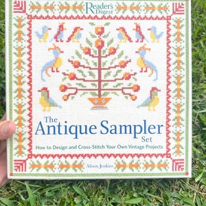 Antique Reproduction Sampler Patterns with Hoop, Floss, and Instruction Books: Reader&#39;s Digest Antique Sampler Set