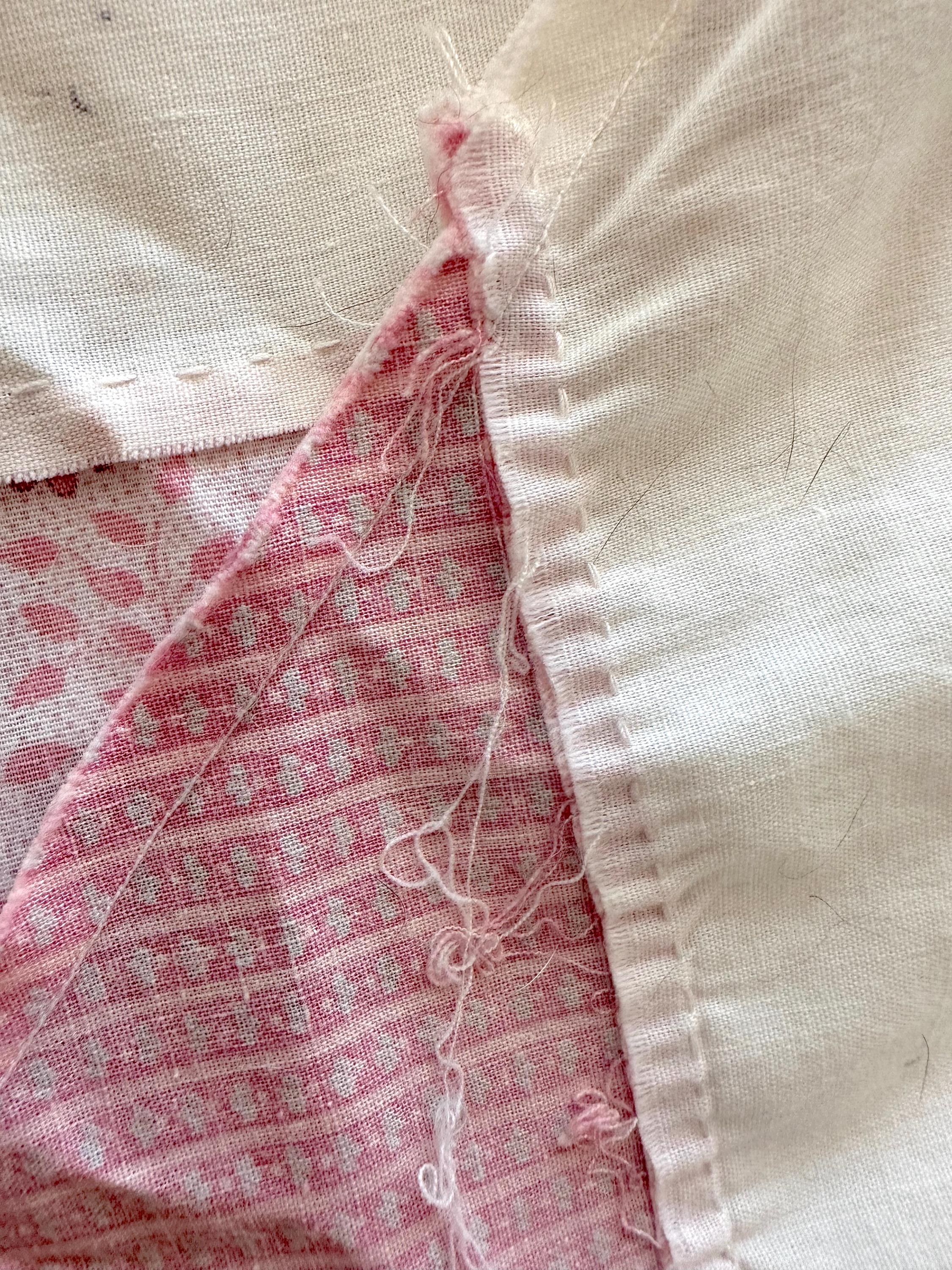 Vintage Hand-stitched Patchwork Quilt Top, Embroidered Names