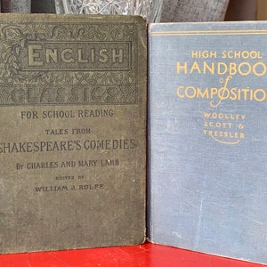 Two Antique Books for Writers, Readers, English Teachers: 1931 Composition Handbook and 1893 Illustrated Shakespeare &quot;Tales&quot;