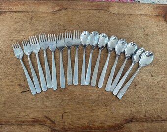 Vintage British Airways Small Fork and Spoon Pairs, Lot of 8