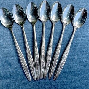 Vintage Iced Tea Spoons, Set of 7 / Seven Customcraft CU55 Iced Tea Spoons