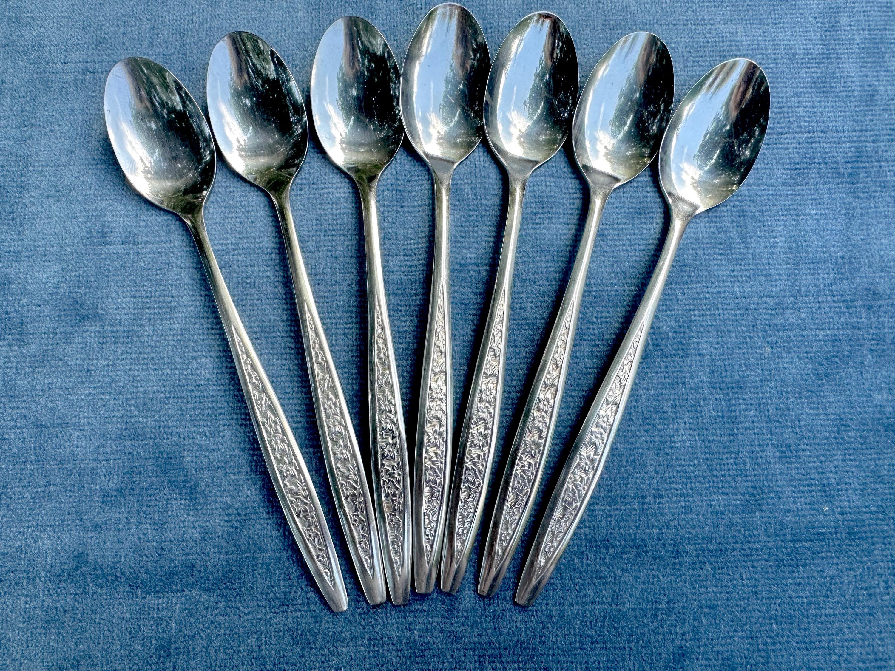 Vintage Iced Tea Spoons, Set of 7 / Seven Customcraft CU55 Iced