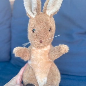 Very Vintage But Well Preserved Eden Plush Bunny with Fluffy Tail / Vintage Stuffed Peter Rabbit
