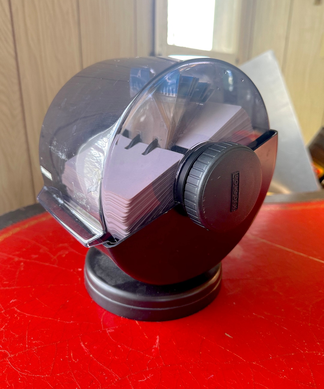Large Rolodex With Cards and Dividers / Smoky Lucite Rolodex Swivel ...