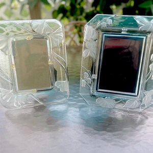 Lovely Glass Photo Frame with Flower Detail for 5 x 7" Photograph / Vintage Heavy Glass Floral Picture Frame, Your Choice