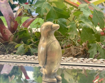 Vintage Brass Penguin Figurine, 4" Mid-Century Decor