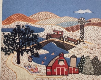 Vintage Farm Scene Applique Quilted Wall Hanging Pattern Book / Full Size Patterns for Hangings for All Four Seasons