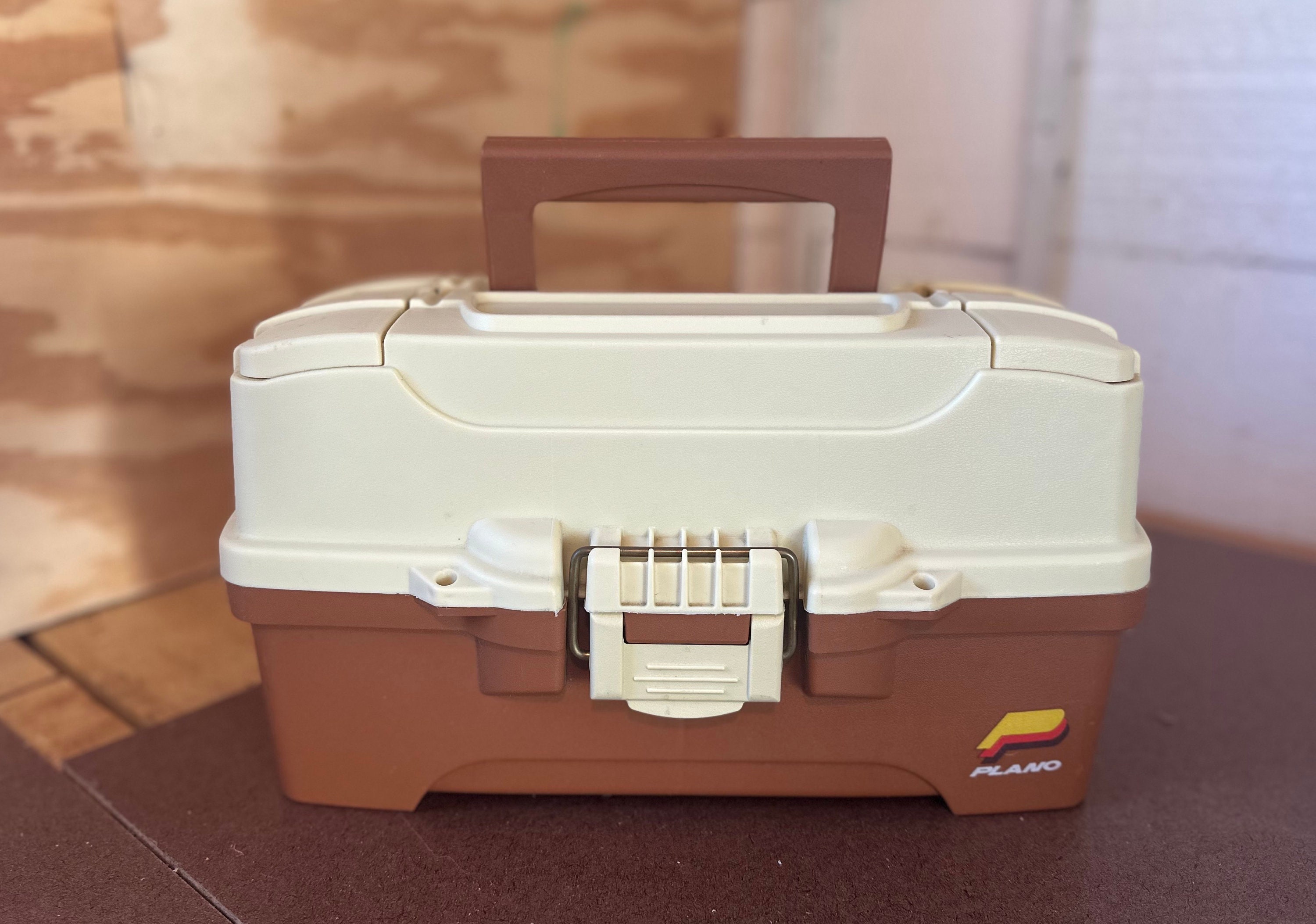 Vintage Plano Tackle Box in Brown and Tan With 3-tier Lift-up 