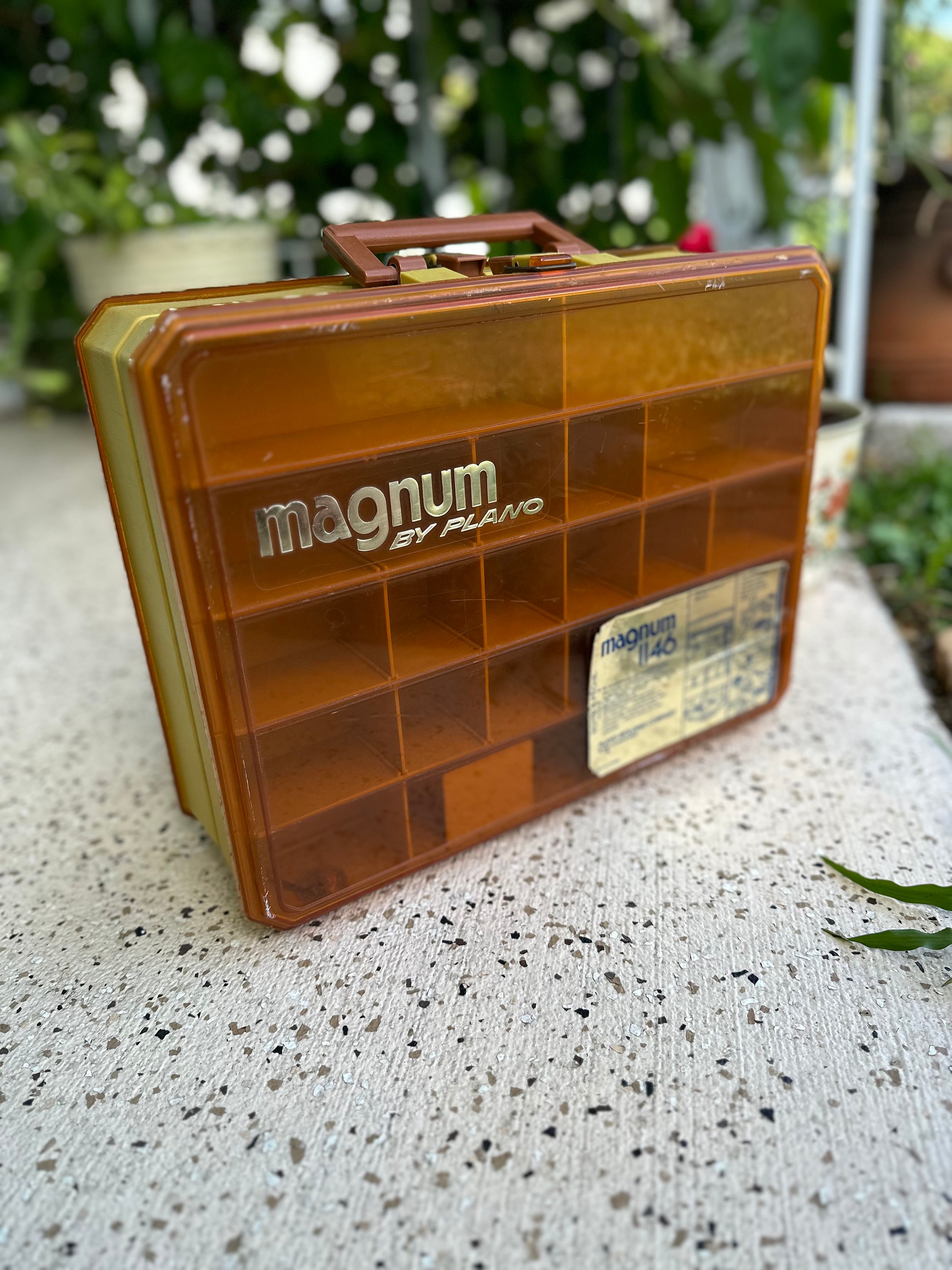 Vintage Plano Double Sided Tackle Box (or Jewelry Parts or Bead Storage) in  Orange and Tan